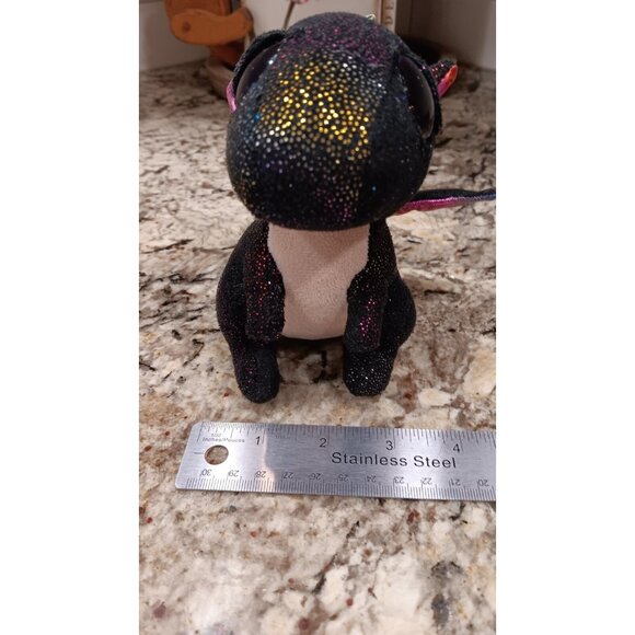 TY Dragon Anora Black Plush Stuffed Animal Cute Sparkly Rainbow Collectable - Picture 8 of 13